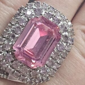 Tarina Tarantino Elegant Pink and Silver Crystal Women's Ring